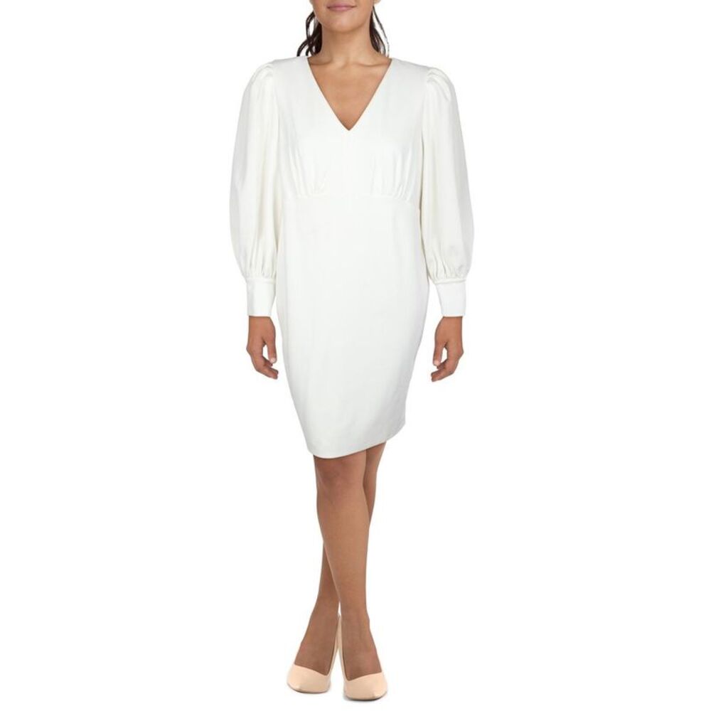 Calvin Klein Womens White V-Neck Knee-Length Sheath Dress Plus NWOT